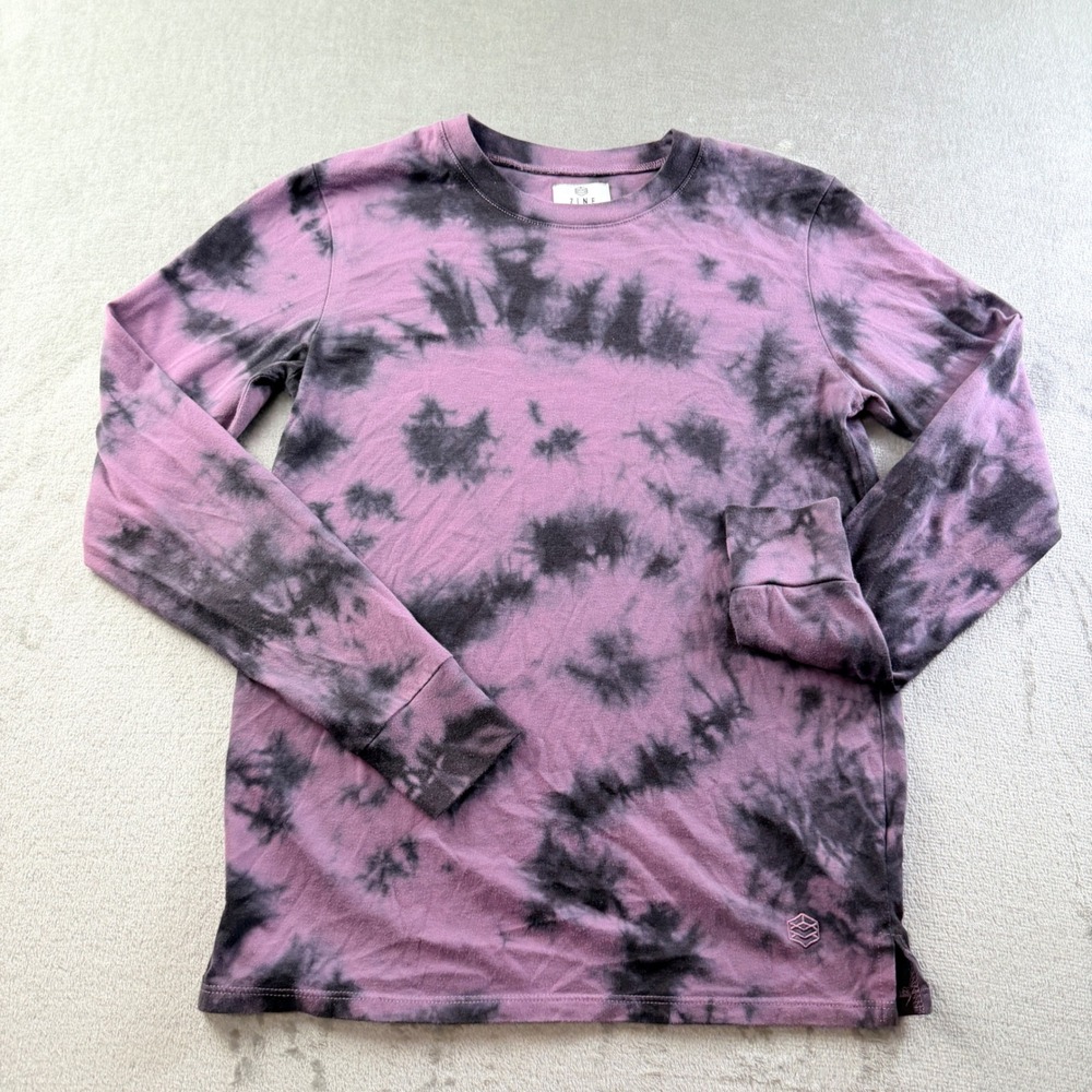 Zine Purple Black Tie Dye Long Sleeve T-Shirt Women's Size XS Crew Neck Top